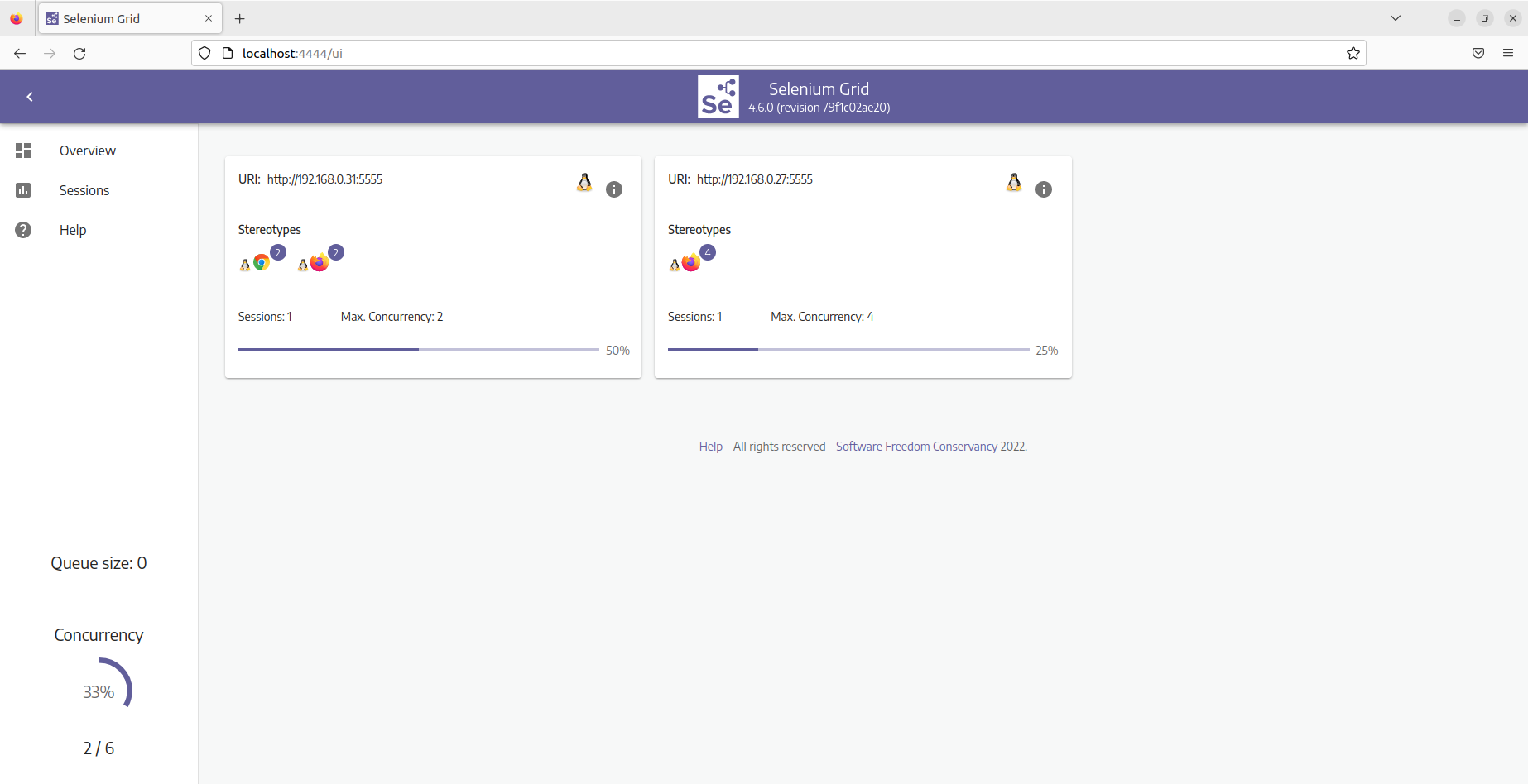 Tests in progress on the Grid GUI