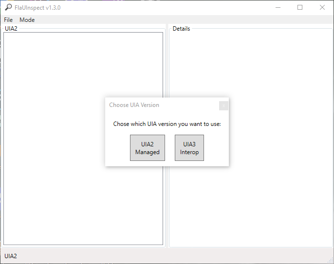 FlaUInspect automation modes