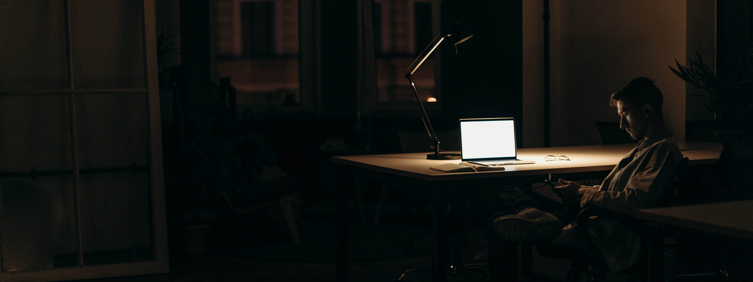 guy working late at night