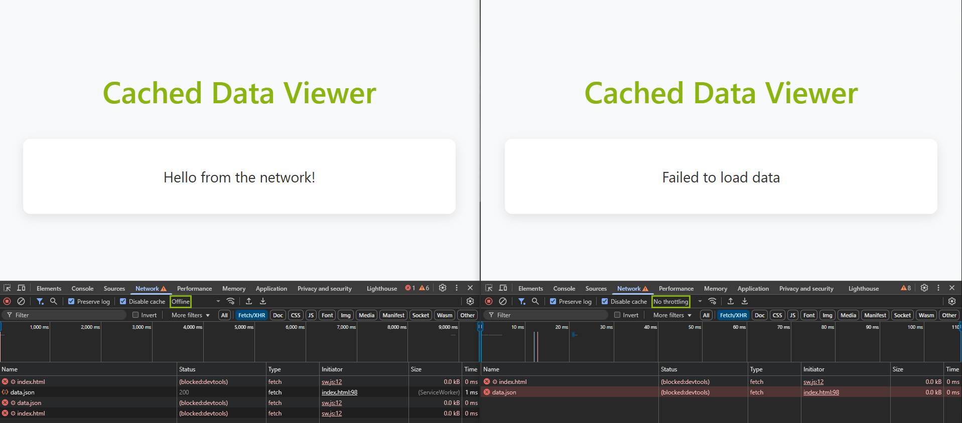 demo app states